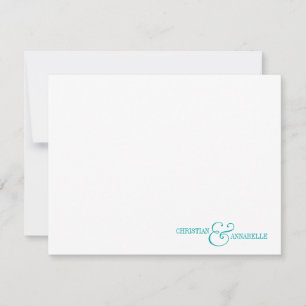 Couples Personalised Stationery Teal Green Scallop Card