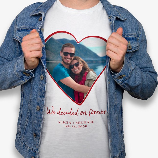 Couples photo heart engagement personalised T-Shirt (Creator Uploaded)