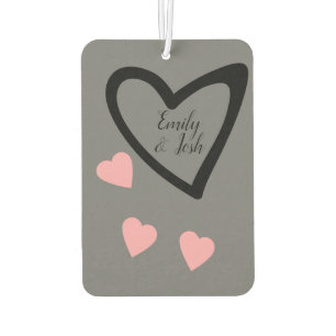 Couples Photo Hearts Pink Grey Air Freshener