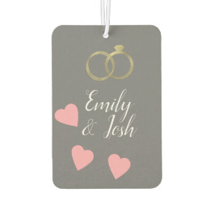 Couples Photo Hearts Ring Pink Grey Air Freshener