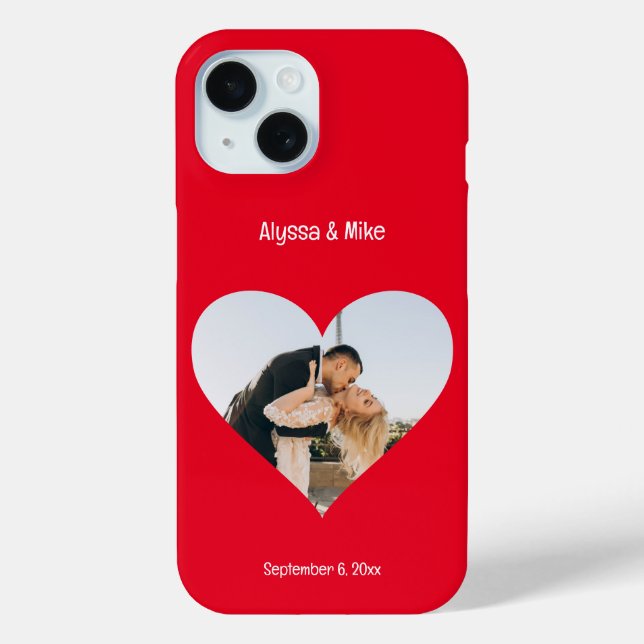 Couples Photo in Heart Personalised Newlywed Case-Mate iPhone Case (Back)