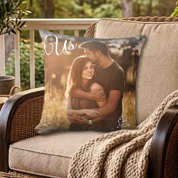 Couples Photo Keepsake Us Est Established Date Cushion