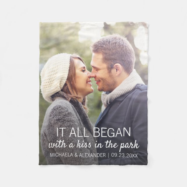 Couples Photo Where It All Began Personalised Fleece Blanket (Front)