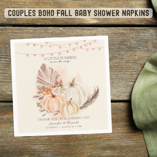  Couples Pumpkin on the Way Fall  Baby Shower   Napkin (Creator Uploaded)