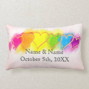 Couple's Rainbow Heart Lumbar Pillow