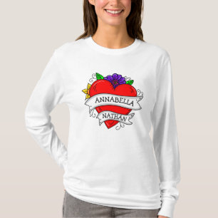 Couple's Romantic Heart Tattoo Style Art T-Shirt