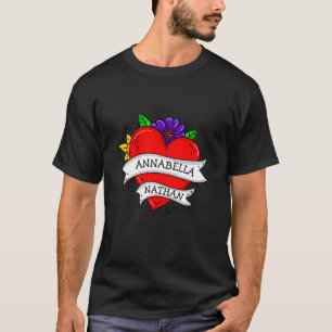 Couple's Romantic Heart Tattoo Style Art T-Shirt