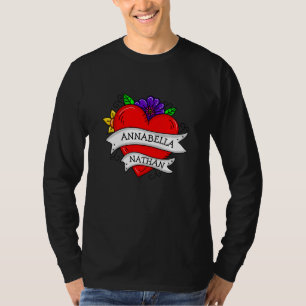 Couple's Romantic Heart Tattoo Style Art T-Shirt