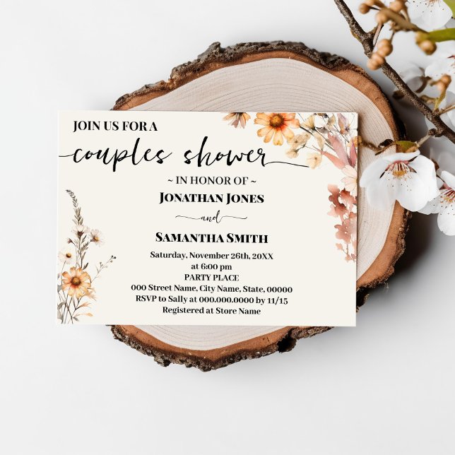 Couples Shower Autumn Wildflowers Boho Invitation (Creator Uploaded)