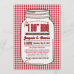 Couples Shower BBQ Invitation in Mason Jar "I DO"