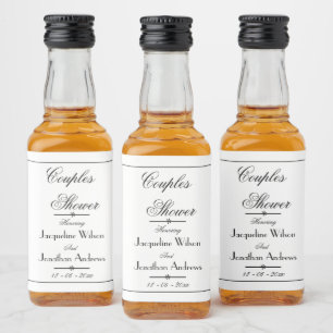 Couples Shower Elegant Chic Script Names Mini Liquor Bottle Label