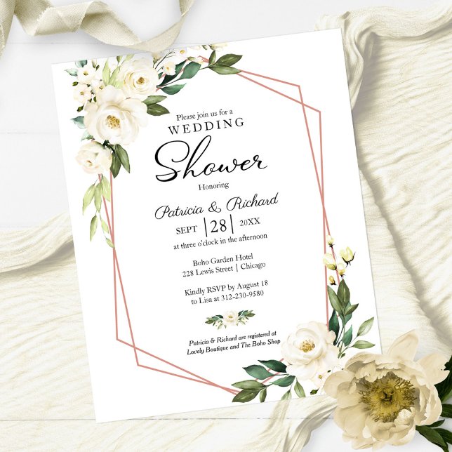  Couples Shower Geometric Floral Budget Invitation (Creator Uploaded)