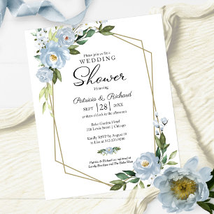 Couples Shower Geometric Floral Budget Invitation