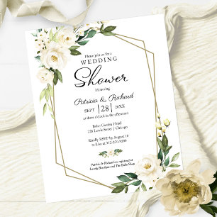 Couples Shower Geometric Floral Budget Invitation
