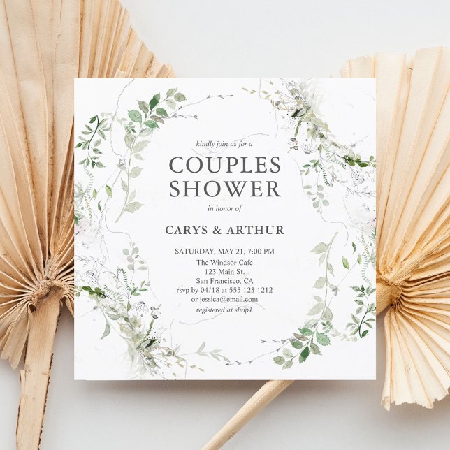 Couples Shower Greenery Modern Invitation (Creator Uploaded)