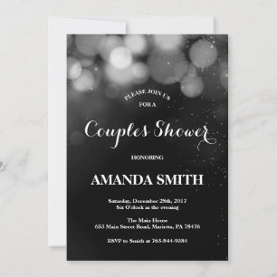 Couples Shower Invitation Card Silver Glitter