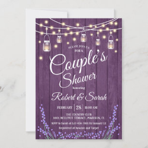 Couple's Shower - Lavender Rustic Wood Invitation