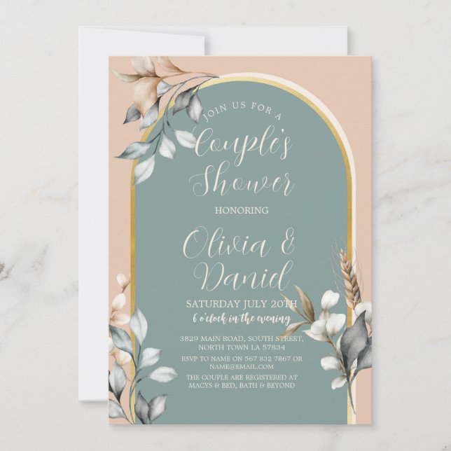 Couples Shower Neutrals Romantic Engagement Party  Invitation (Front)