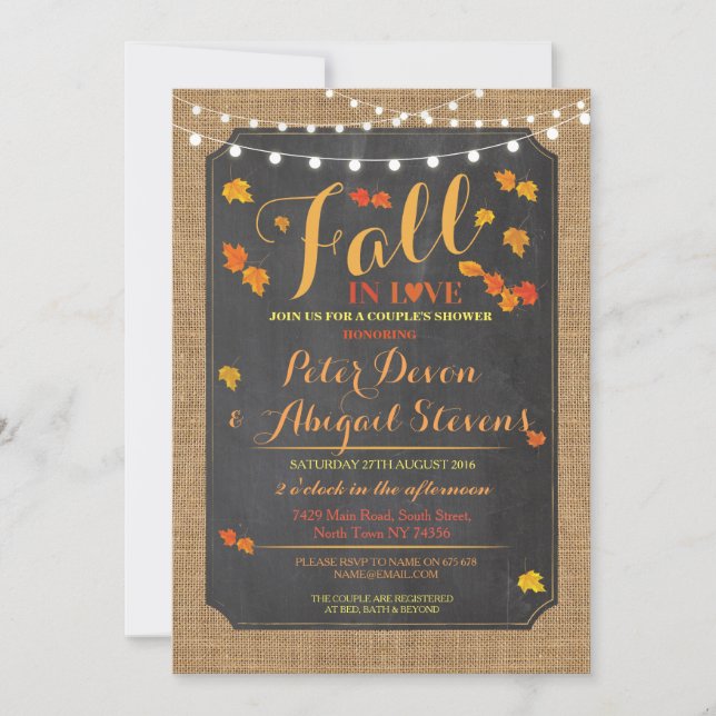 Couple's Shower Party Fall in Love Autumn Invite (Front)