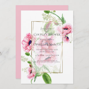 COUPLE'S SHOWER   Pink Poppy Bouquet Invitation