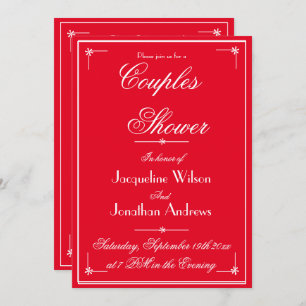 Couples Shower Romantic Red Names RSVP Shower  Invitation