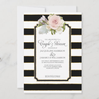 Couples Shower Script Typography Modern Art Deco Invitation