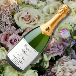 Couples Shower Simple Elegant Script Names Chic Sparkling Wine Label