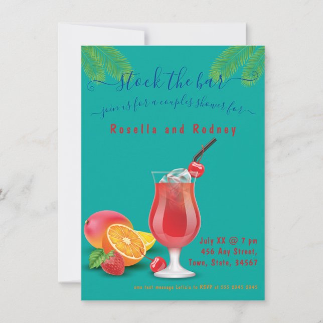 Couples Shower 🍸 Stock the Bar Party Celebration Invitation (Front)