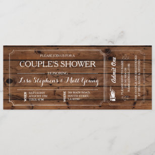 Couple's Shower Ticket Chalkboard Rustic Invite