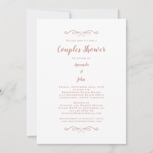 Couples Shower Wedding Engagement Party Rose Gold Invitation (Front)