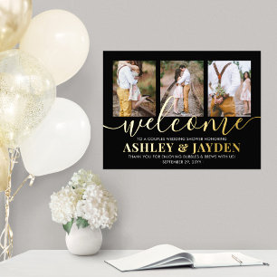Couples Shower Welcome Photo Collage Black & Real Foil Prints