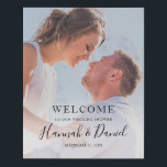 Couple's Shower Welcome Sign Faux Canvas Print<br><div class="desc">This simply chic wedding couple's shower welcome sign features your favourite photo and black text,  including your first names in a lively whimsical script. You can change the font and the wording to suit your style.</div>