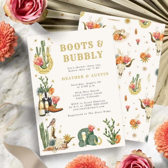 Couple's Shower Western Invitation (Boots and Bubbly Wild West Couple's Shower Western Invitation
)