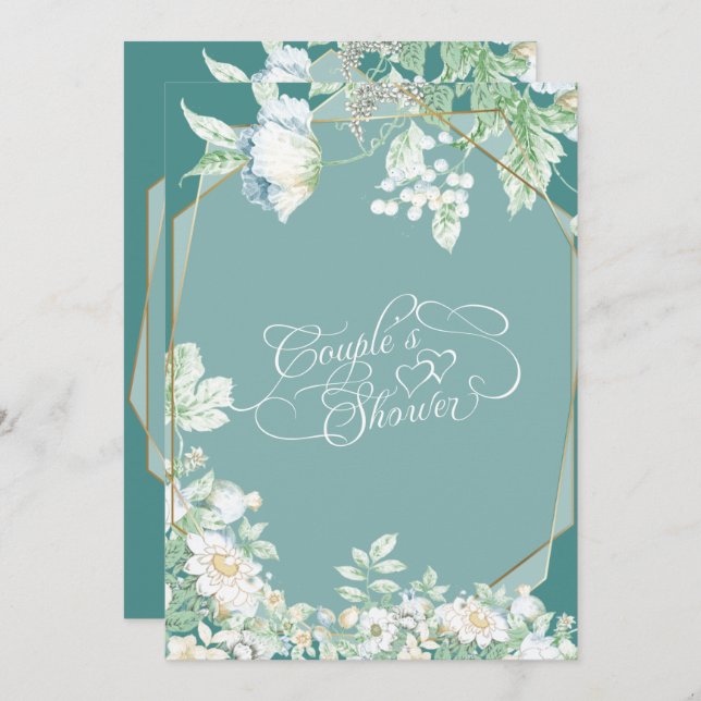 Couples Shower | Wildflowers and Berries Geometric Invitation (Front/Back)