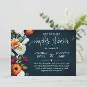 Couples Shower Wine Navy Burgundy Bridal Wedding Invitation