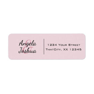 Couples Simple Informal Pink & Black Return Address Label