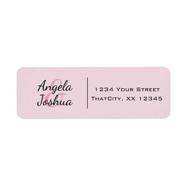 Couples Simple Informal Pink & Black Return Address Label (Front)