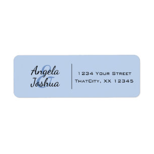 Couples Simple Minimal Informal Casual Blue Black Return Address Label