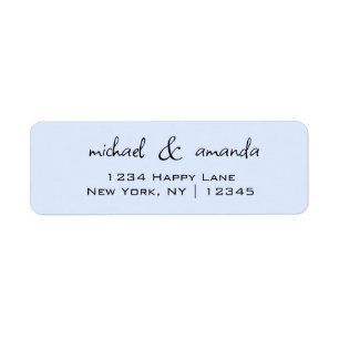 Couples Simple Minimal Informal Casual Light Blue Return Address Label