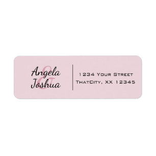 Couples Simple Minimal Informal Casual Pink Black Return Address Label