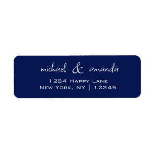 Couples Simple Minimal Informal Dark Navy Blue  Return Address Label