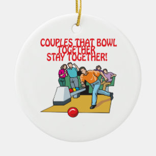 Couples That Bowl Together Ceramic Ornament