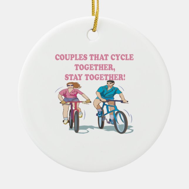 Couples That Cycle Together Ceramic Ornament (Front)