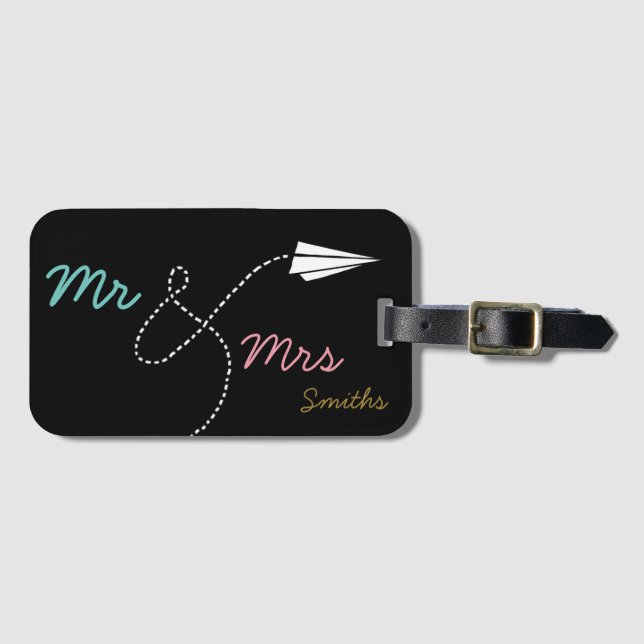 couple's travel personalised luggage tag (Front Horizontal)