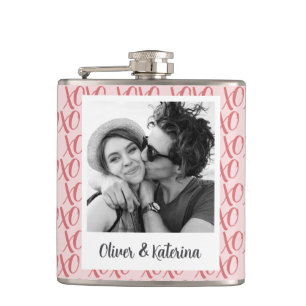 Couple's Valentine's XOXO Photo  Hip Flask