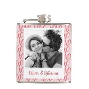 Couple's Valentine's XOXO Photo  Hip Flask