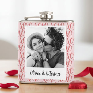 Couple's Valentine's XOXO Photo  Hip Flask