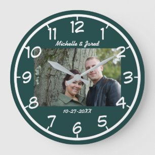 Couples Wedding Anniversary Modern Photo Large Clock