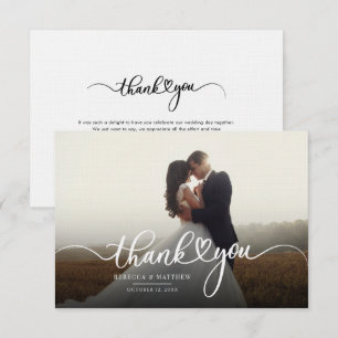 Couples Wedding Day Photo Hand Lettered Thank You Card