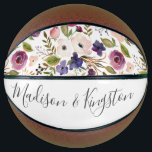 Couples Wedding Engagement Flowers Names Basketball<br><div class="desc">Couples Wedding Engagement Flowers Names Basketball</div>